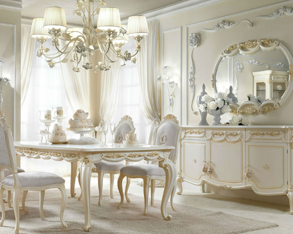 komplette Esszimmer, romantisch, barockstil