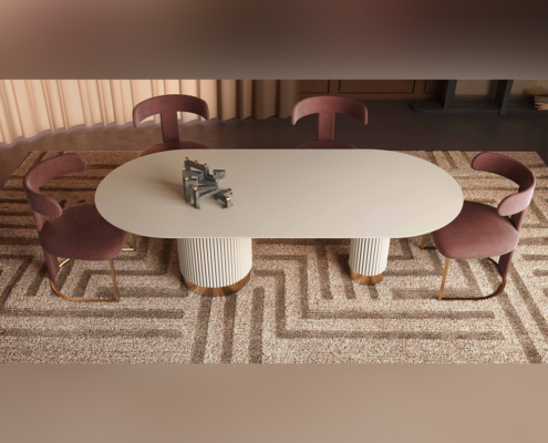 Designer Esstisch Dobos, Rechteckiger Tisch mit abrundungen, Italienischer Esstisch