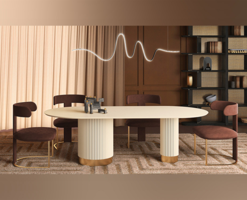 Designer Esstisch Dobos, Rechteckiger Tisch mit abrundungen, Italienischer Esstisch